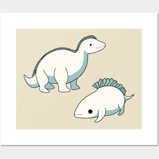 Simple Cute Baby Alien Dinosaurs Posters and Art